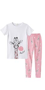 Girl Pajama kids pajamasGirls Pajamas Short Sleeve Long Pants Year Round Wear Cute Girls Pajamas