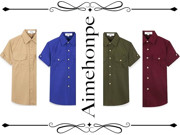 Boys & Mens Button Down Western Short Sleeve Work Shirt