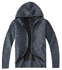 Gioberti Boy''s Full Zip Knitted Cardigan Sweater with Hoody and Sherpa Lining