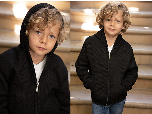 Gioberti Boy''s Full Zip Knitted Cardigan Sweater with Hoody and Sherpa Lining