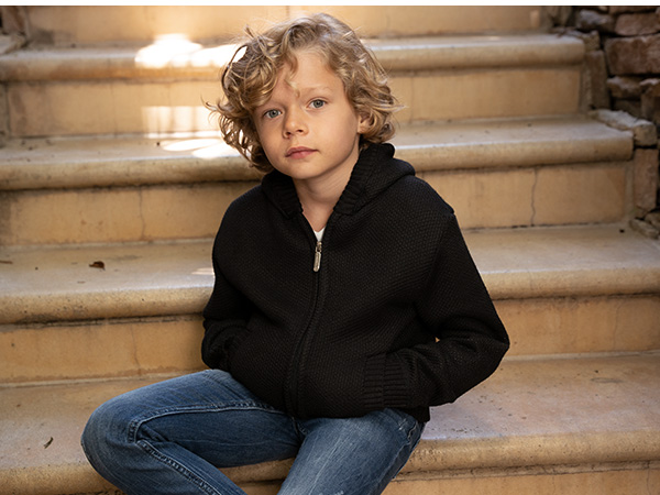 Gioberti Boy''s Full Zip Knitted Cardigan Sweater with Hoody and Sherpa Lining