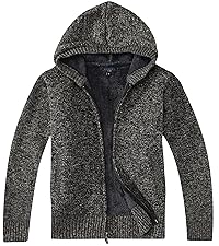 Gioberti Boy''s Full Zip Knitted Cardigan Sweater with Hoody and Sherpa Lining