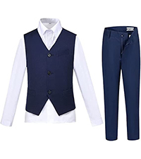 navy Boys dress vest pants set for kids