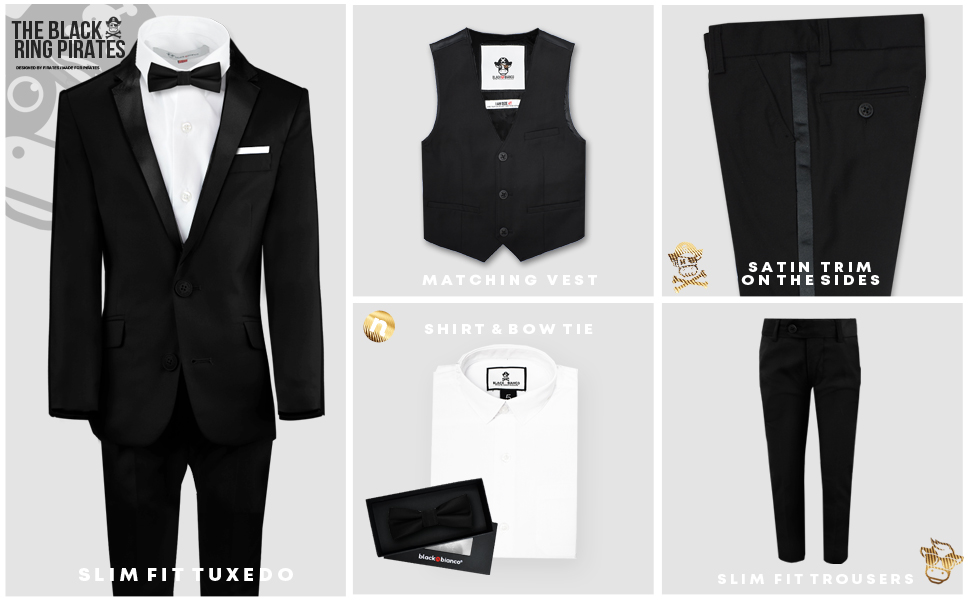 Black n Bianco Boys Slim Fit Tuxedo