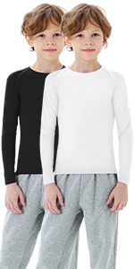 2 Pack Youth Boys Compression Thermal Shirts