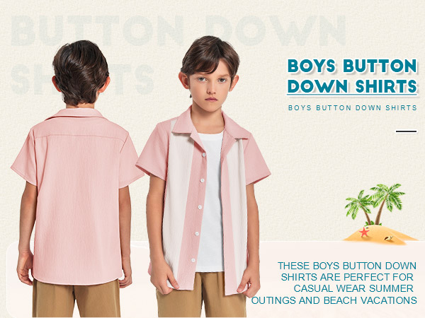 Haloumoning Boys Shirts Button Down Short Sleeve Shirts