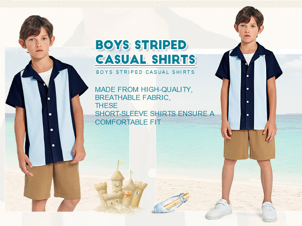 Haloumoning Boys Shirts Button Down Short Sleeve Shirts