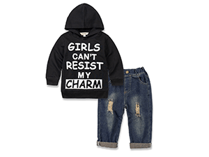 Toddler Boys Hoodie Denim Pant Set