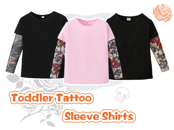 Baby Boys Girls Tattoo Sleeve T Shirts Toddler Girl Boy Tattoo Tee Kids Tattoo Sleeve Blouse Tops 