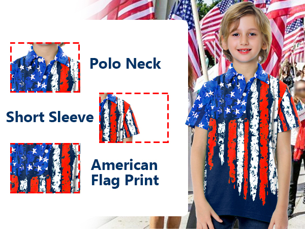 Children USA Flag Polo Shirt