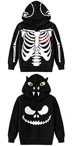 kids boys girls halloween hoodie skeleton ghost hooded jumper long sleeves top