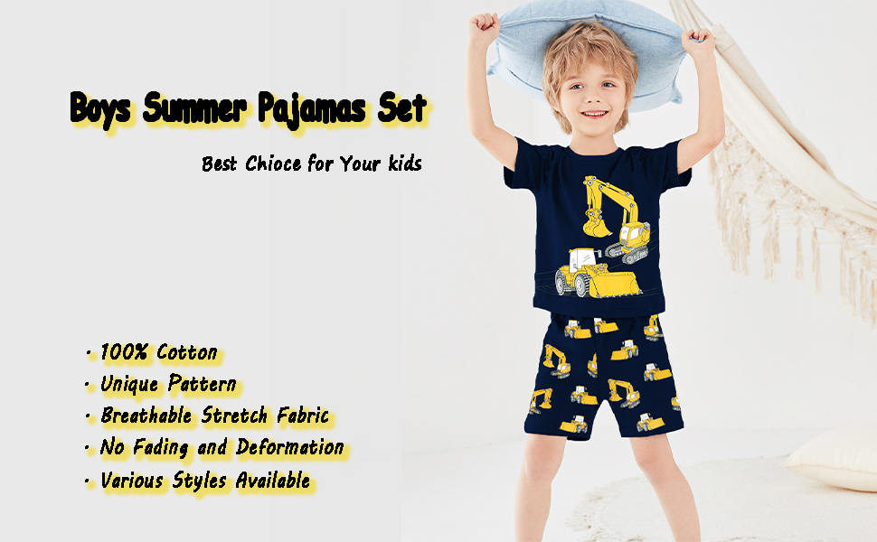 boys pajamas cotton summer pjs 