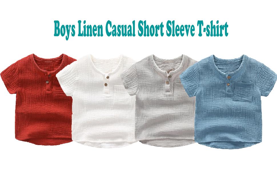 4 Colors Boys linen Short Sleeve t-shirt