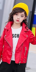 girls leather jackets red