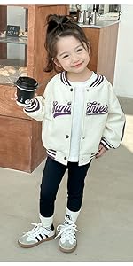 kids girls  baseball jacket varsity style plain school jackets