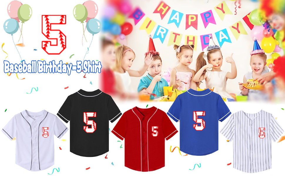 Boys Baseball Birthday Shirt 5 Year Old Birthday T Shirts Toddler Kids 5th Birthday Gift Clothes