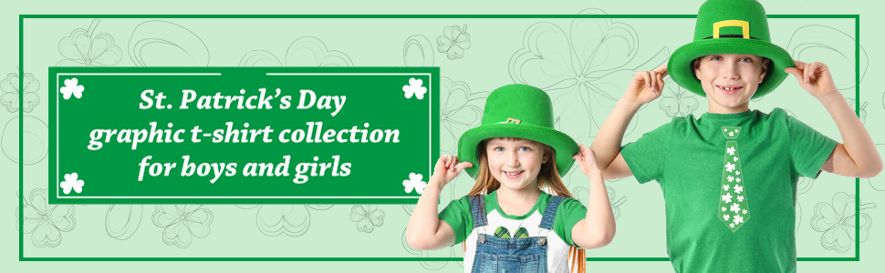 Little Boys T-Shirt Shamrock Tie Shirts Lucky Clover Necktie Tees Short Sleeve Summer Kids Tops