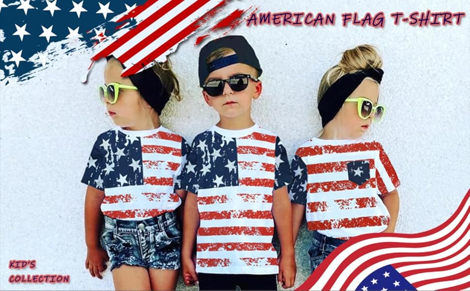 american flag shirt for toddler little boy girl red white blue star stripe clothes 