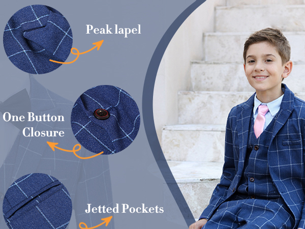 Boys Suit Slim Fit Formal Set Tuxedo Blazer Jacket Pants for Kids