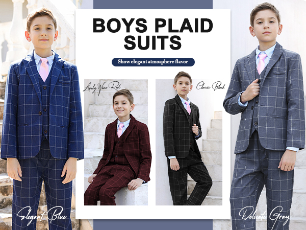 Boys Suit Slim Fit Formal Set Tuxedo Blazer Jacket Pants for Kids