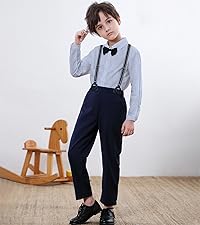 SANGTREE Boys Clothes Set, Shirt with Bow Tie + Newsboy Hat + Suspender Pants Sets