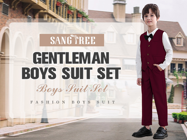 SANGTREE Boys Clothes Set, Shirt with Bow Tie + Newsboy Hat + Suspender Pants Sets