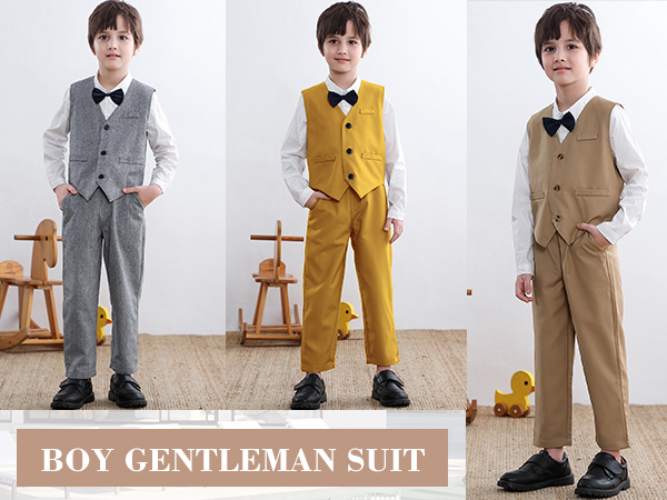 SANGTREE Boys Clothes Set, Shirt with Bow Tie + Newsboy Hat + Suspender Pants Sets