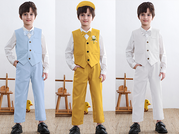 SANGTREE Boys Clothes Set, Shirt with Bow Tie + Newsboy Hat + Suspender Pants Sets