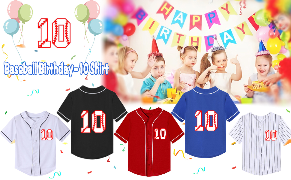 10th Birthday Baseball Shirts Boys 10 Year Old T-Shirt Kids Birthday Gift Clothe