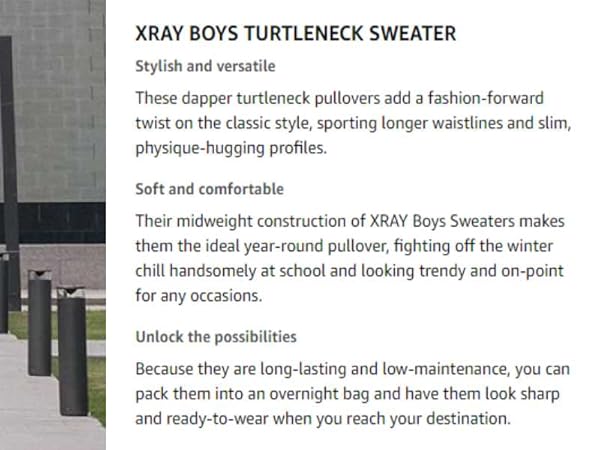 XRAY slim fit turtleneck pullover boys sweaters