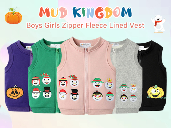 Mud Kingdom Boys Girls Zipper Fleece Lined Vest