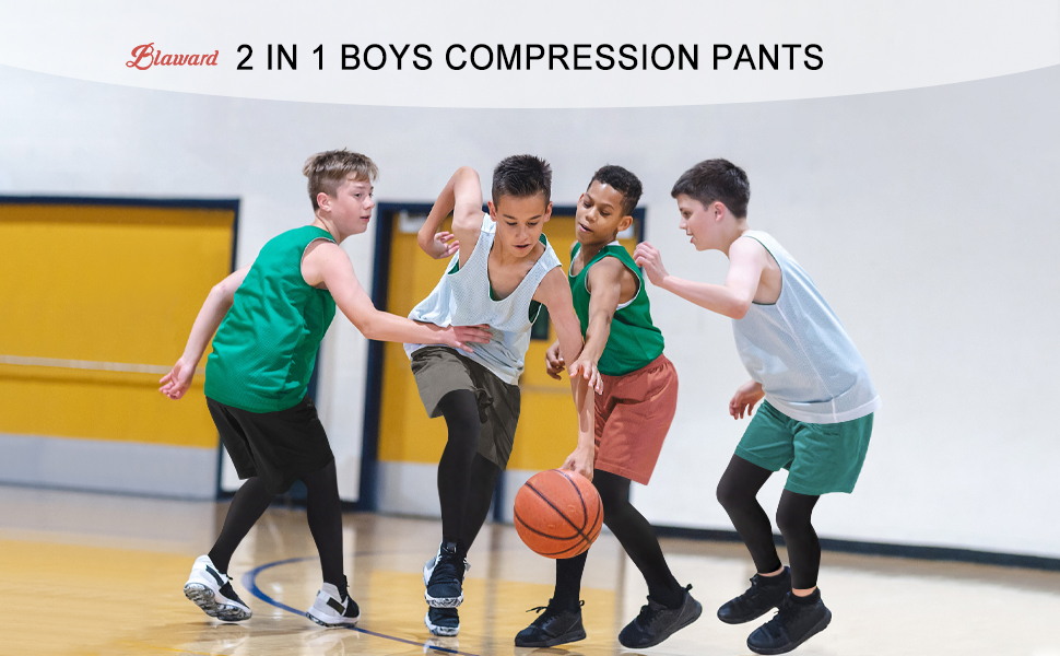 Kids 2 in 1 Compression Running Pants