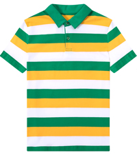 Green White and Orange Boys Striped Polo