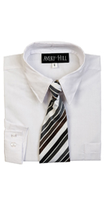 Avery Hill Boys Long Sleeve Dress Shirt with Windsor Tie