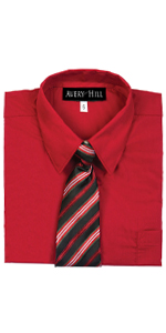 Avery Hill Boys Short Sleeve Dress Shirt with Windsor Tie