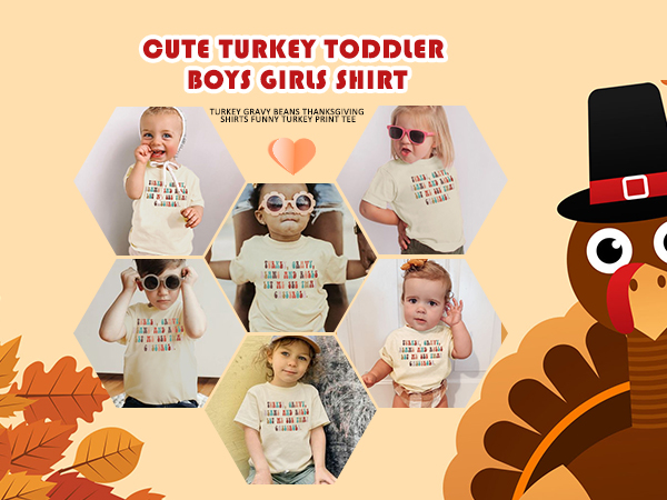 Toddler Thanksgiving Shirt Baby Girls Boys Cutest Turkey shirt Fall Short Sleeve Tee Tops