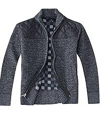 Gioberti Boy''s Knitted Full Zip Cardigan Sweater with Soft Brushed Flannel Lining