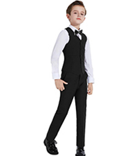 Boys Black Suits Fit 5 Pcs