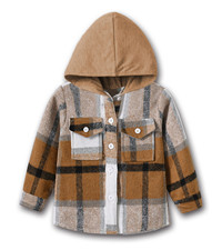 Baby Boys Girls Plaid Hoodie Coat Tops Toddlers Boys Casual Long Sleeve Button Down Shirt Regular