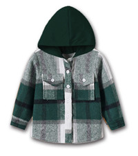 Baby Boys Girls Plaid Hoodie Coat Tops Toddlers Boys Casual Long Sleeve Button Down Shirt Regular 