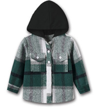 Baby Boys Girls Plaid Hoodie Coat Tops Toddlers Boys Casual Long Sleeve Button Down Shirt Regular 