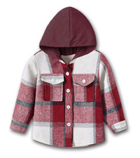 Baby Boys Girls Plaid Hoodie Coat Tops Toddlers Boys Casual Long Sleeve Button Down Shirt Regular 