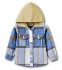 Baby Boys Girls Plaid Hoodie Coat Tops Toddlers Boys Casual Long Sleeve Button Down Shirt Regular 