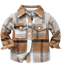 Kids Toddlers Boys Casual Long Sleeve Flannel Button Down Shirt Regular Fit Shirt Fall Coat