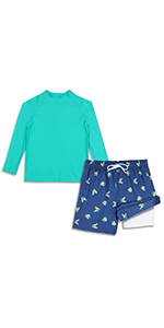 toddler boys swim trunks and rash guard set