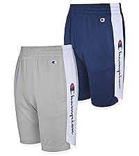 champion boys 2 pack mesh basketball shorts for kids in navy blue and light grey