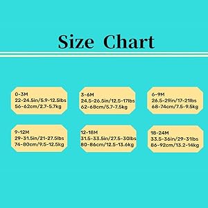 baby swimsuit size chart