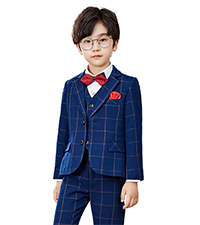 boys blue plaid 3-piece formal suit set