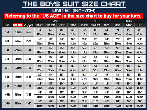 Boys Suits Size