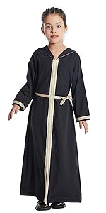 Kids Girls Abaya Long Sleeve Hooded Maxi Dress